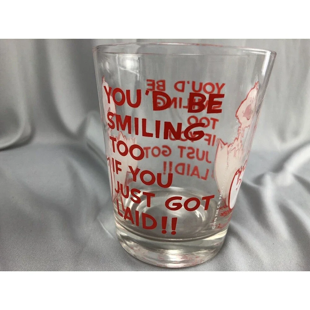 Vintage 1970's Chick Egg JUST GOT LAID Adult Humor Novelty Glass Bird Cup